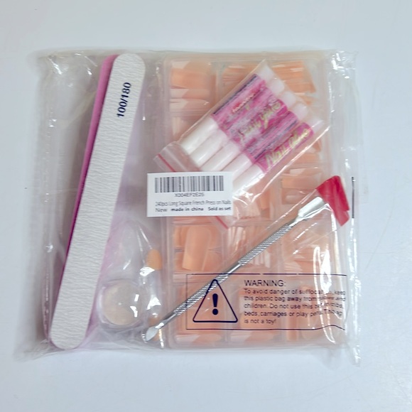 240 French Tip Long Square Press on Nails Set - Picture 6 of 8